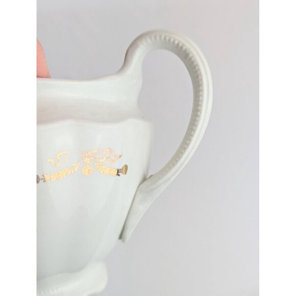 Antique White Porcelain Pitcher Vase Chester Pottery Pink Rose Shabby Chic Decor - Picture 7 of 10